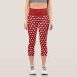 Leggings Capri Motif pois tendance rouge foncé et blanc<br><div class="desc">Personnalisez les légumineuses capri uniques et vêtements à la mode pour elle. Motif rétro Cool adorable avec points blancs sur couleur rouge foncé personnalisable.</div>