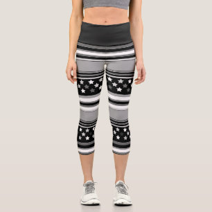 Leggings Capri Motif rayé horizontal avec des étoiles