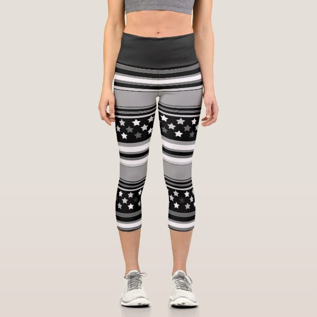 Leggings Capri Motif rayé horizontal avec des étoiles (Recto)