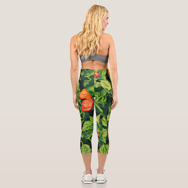 Leggings Capri Motif Red Chili Habanero Peppers (Verso)