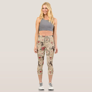 Leggings Capri Motif romantique de vintage Cupid (6)
