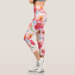 Leggings Capri Motif rose Aquarelle Peony