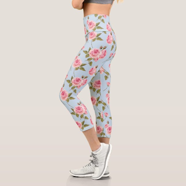 Leggings Capri Motif rose et Pois (Gauche)