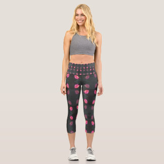 Leggings Capri Motif Rose Rose