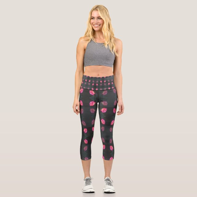 Leggings Capri Motif Rose Rose (Recto)