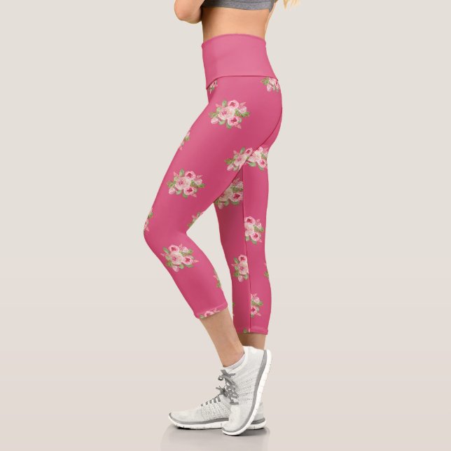Leggings Capri Motif Roses Roses (Gauche)
