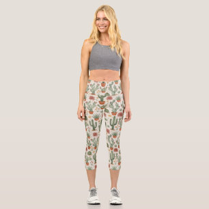 Leggings Capri Motif sans couture de cactus de désert succulent