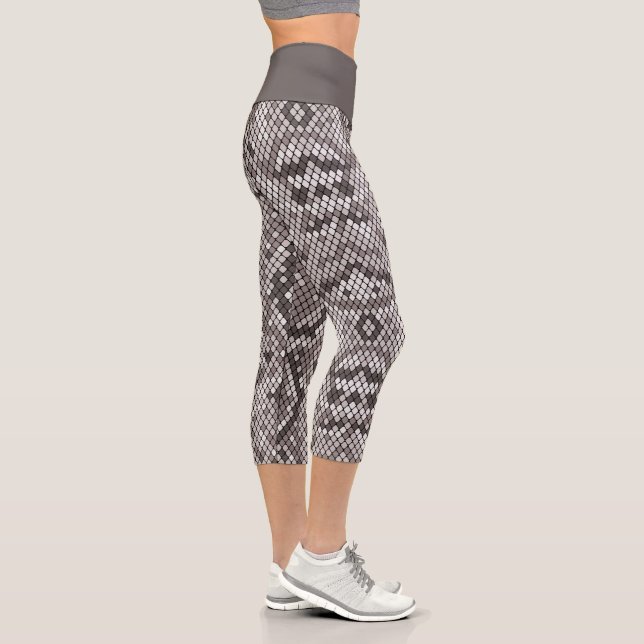 Leggings Capri Motif Serpent Cuir De Serpent Gris Et Blanc (Droite)