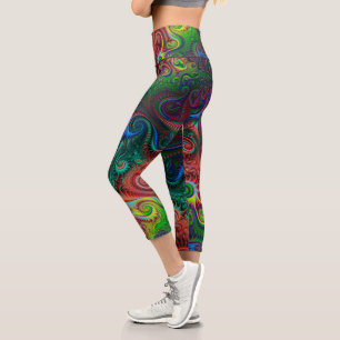 Leggings Capri Motif spiral coloré Abstrait