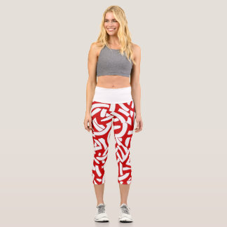 Leggings Capri 💫 Motif Spiralé Rouge et Blanc 🎨