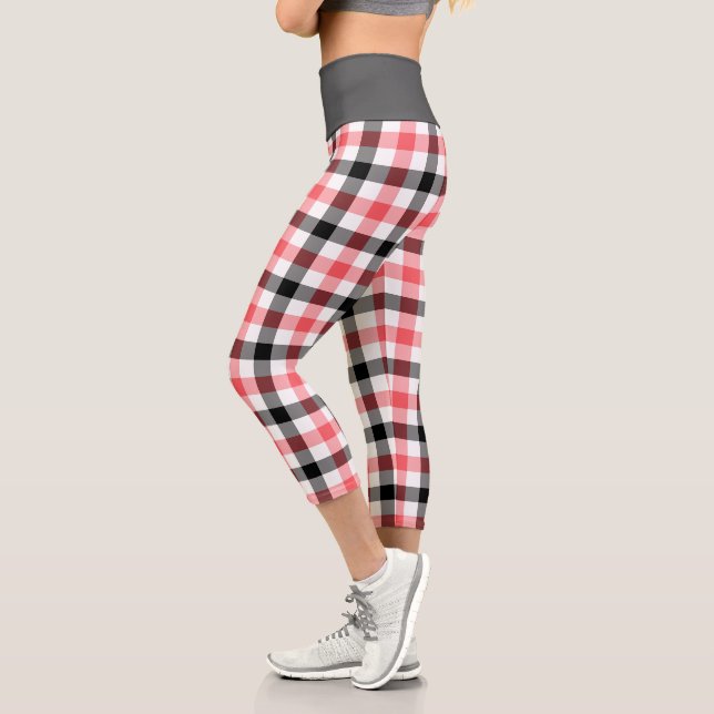 Leggings Capri Motif Tartan rouge moderne (Gauche)