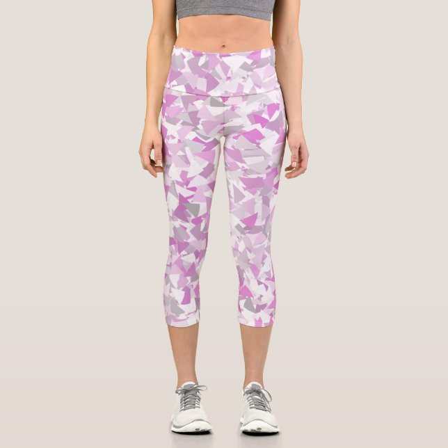 Leggings Capri Motif Triangle Gris Violet (Recto)