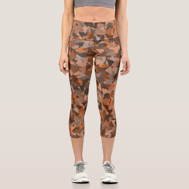 Leggings Capri Motif Triangle Orange Marron (Recto)