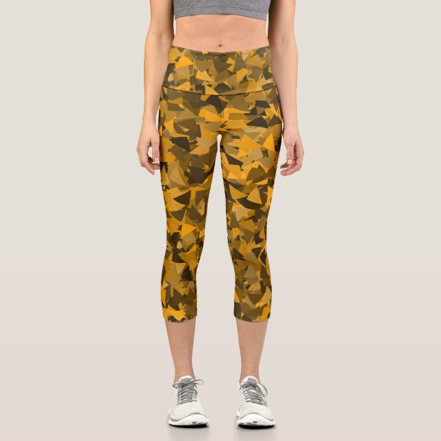 Leggings Capri Motif Triangle Orange Marron (Recto)