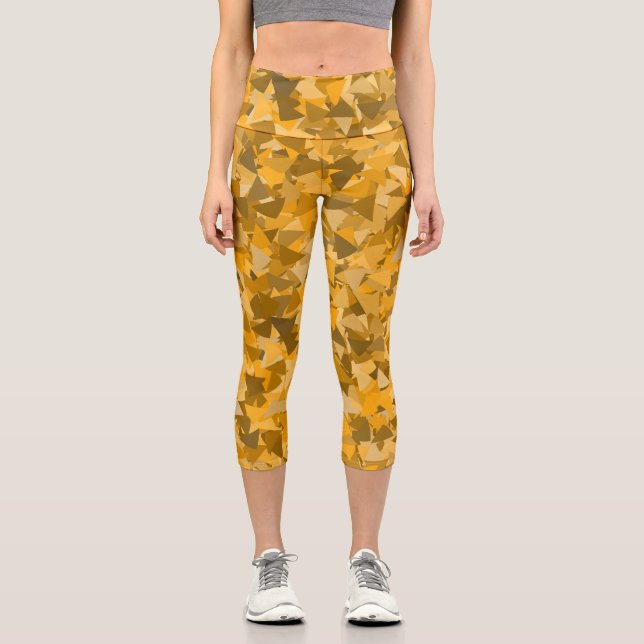 Leggings Capri Motif Triangle Orange Marron (Recto)