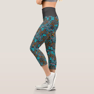 Leggings Capri Motif tribal Xolotl Axolotl aztèque mythe boho