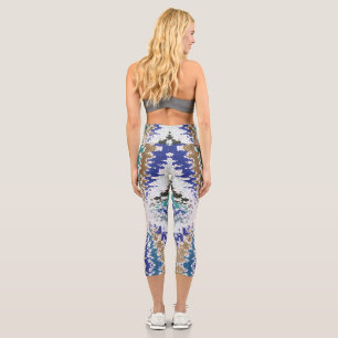 Leggings Capri Motif unique bleu vert jaune