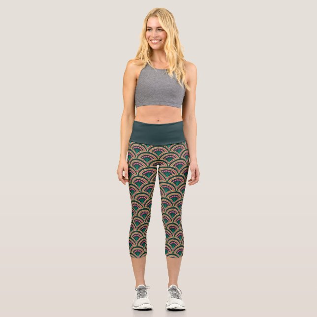 Leggings Capri motif vert en forme de coquille (Recto)