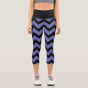 Leggings Capri motif violet noir Chevron