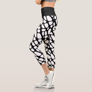 Leggings Capri Motif Web gothique noir et blanc