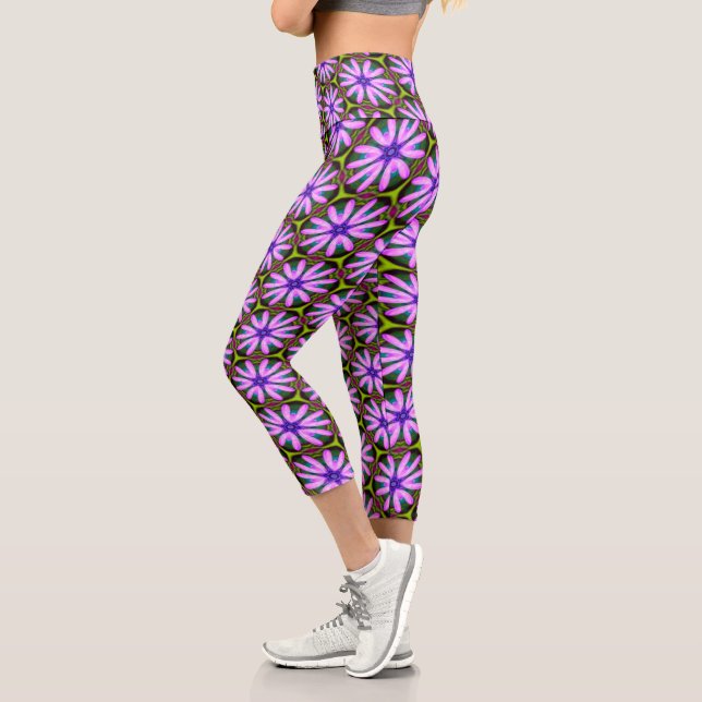 Leggings Capri Motifs marguerite violet (Gauche)