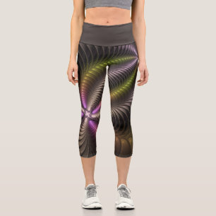 Leggings Capri Mouvement puissant Colorful Abstrait Fractal Art