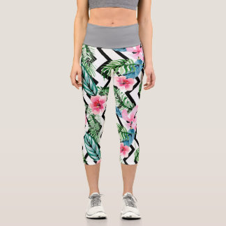 Leggings Capri Mouvement tropique - Palm & Hibiscus Capri Legging