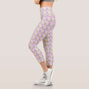 Leggings Capri Multicolor Houndstooth+Motif Sml blanc
