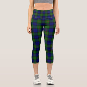 Leggings Capri Murray tartan bleu vert plaid