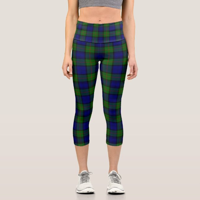 Leggings Capri Murray tartan bleu vert plaid (Recto)