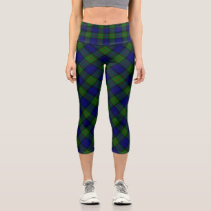Leggings Capri Murray tartan bleu vert plaid capri
