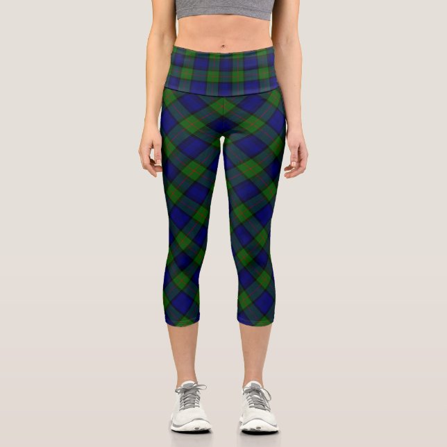 Leggings Capri Murray tartan bleu vert plaid capri (Recto)