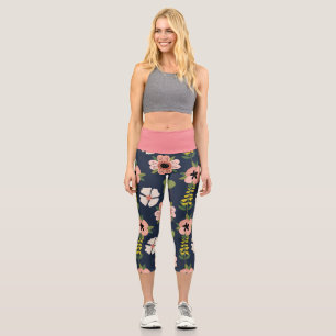 Leggings Capri Nature Fleurs colorées Jolie Aquarelle