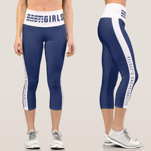 Leggings Capri Nauti Girls Blue Striped Bachelorette Party