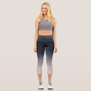Leggings Capri Navy Blue Grey Pente blanche ombre rustique
