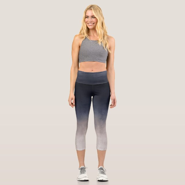 Leggings Capri Navy Blue Grey Pente blanche ombre rustique (Recto)