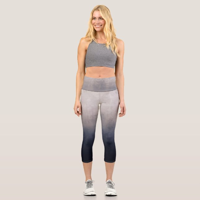 Leggings Capri Navy Blue Grey Whitel ombre rustique (Recto)