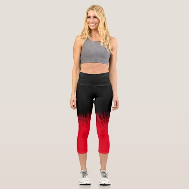Leggings Capri negro con lunares y fondo personalizable (Recto)