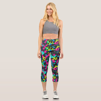 Leggings Capri Neon Camouflage Pattern