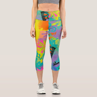 Leggings Capri Neon Dreams Abstrait