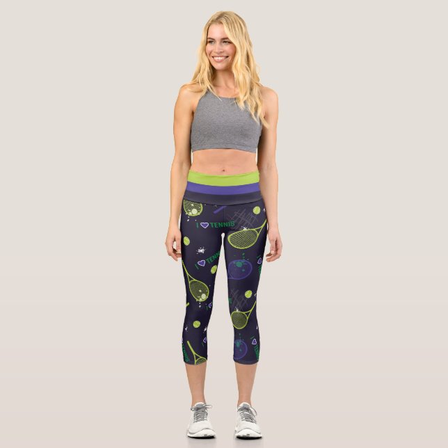 Leggings Capri 💚 Neon green J'aime le tennis (Recto)