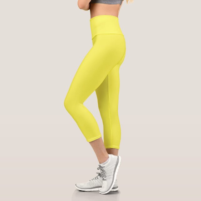 Leggings Capri néon jaune fluorescent citron brillant (Gauche)