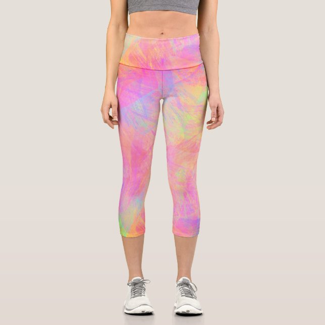 Leggings Capri Neon Pastel multicolore brossé brossé teint teint (Recto)