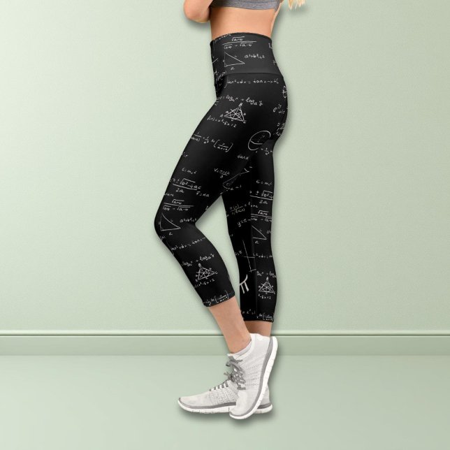 Leggings Capri Noir Blanc Lettrage mathématique Formules équation (Créateur téléchargé)