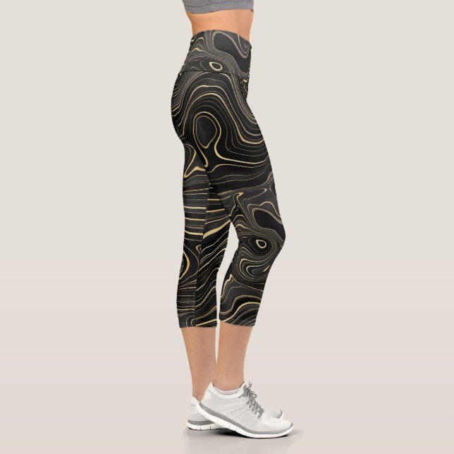 Leggings Capri Noir & Or (Droite)