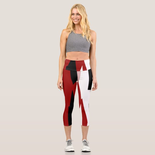 Leggings Capri Noir rouge et blanc (Recto)