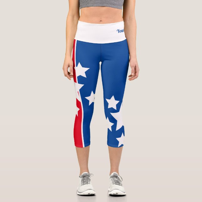 Leggings Capri Nom Citation Rouge Bleu Patriotique (Recto)