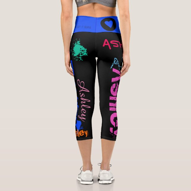 Leggings Capri Nom de répétition personnalisé 6 lettres HWC Leggi (Verso)
