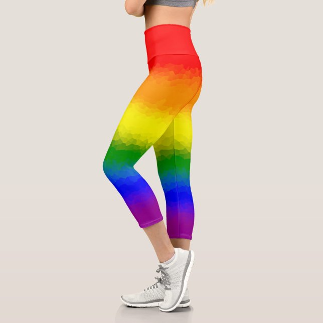 Leggings Capri Nom de script mosaïque arc-en-ciel moderne  (Gauche)