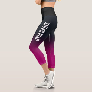 Leggings Capri Nom personnalisé Fitness Black et Purple